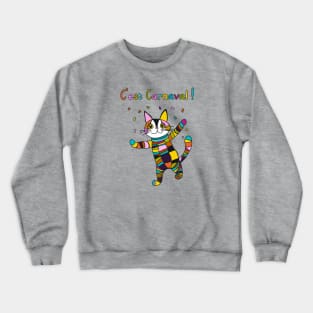 C'est Carnaval! Carnival, Mardi Gras Harlequin Cat Crewneck Sweatshirt